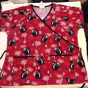 2 Animal print scrub tops, brand is Happy Scrubs